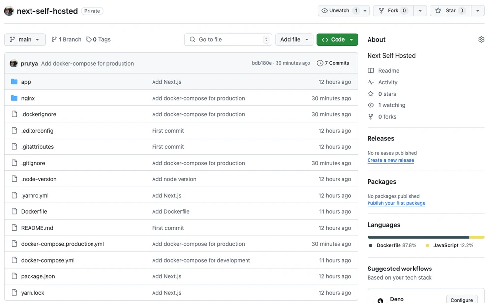 GitHub UI – the repository